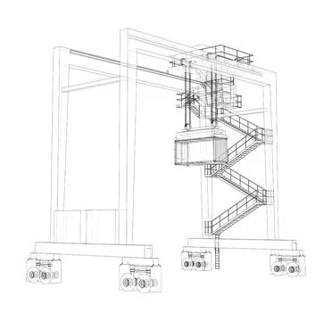Port cargo crane. Vector Illustrazione stock