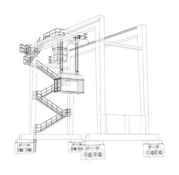 Port cargo crane. Vector Illustrazione stock