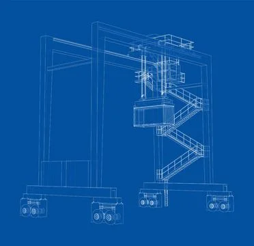 Port cargo crane. Vector Illustrazione stock