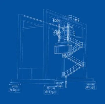 Port cargo crane. Vector Illustrazione stock