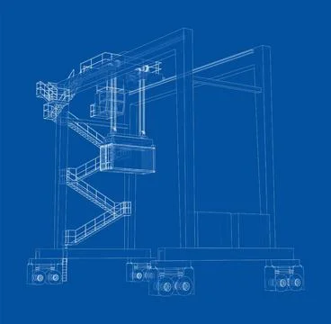 Port cargo crane. Vector Illustrazione stock