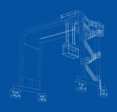 Port cargo crane. Vector Illustrazione stock