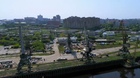 Port with cargo cranes Video stock 93184961