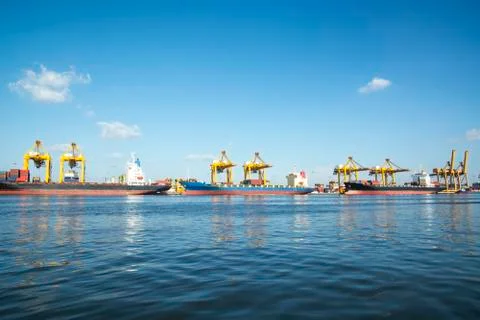 The port cargo freight ship Foto stock