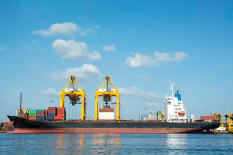 The port cargo freight ship Foto stock