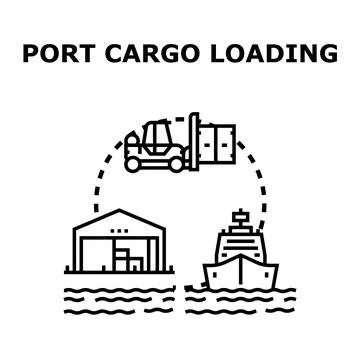Port cargo loading operations with logistics services Stock Illustration