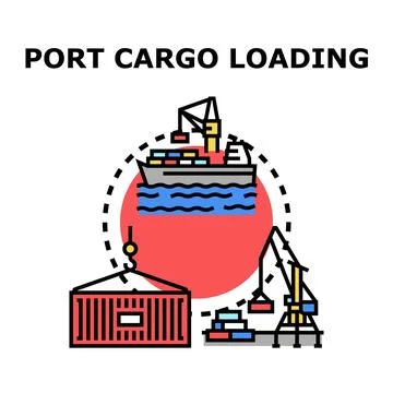 Port cargo loading operations moving containers for global shipping イラスト素材
