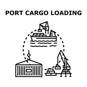 Port cargo loading operations moving containers for global shipping Illustrazione stock