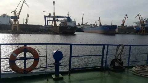 The port of Constanta seen from the ship Stock Footage 138742112