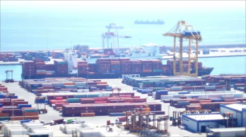 Port Container Dock Loading Cargo 4K UHD Stock Footage 50610621