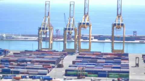 Port Container Dock Loading Cargo 4K UHD Stock Footage 50614198