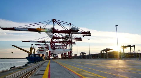 Port Container Dock Loading Cargo Video stock 58885405