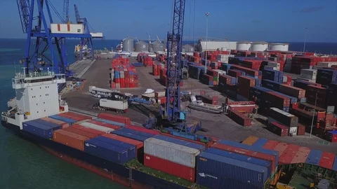 Port containers and cargo Video stock 93988622