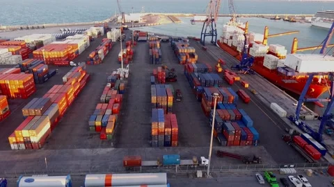 Port containers Video stock 93988168