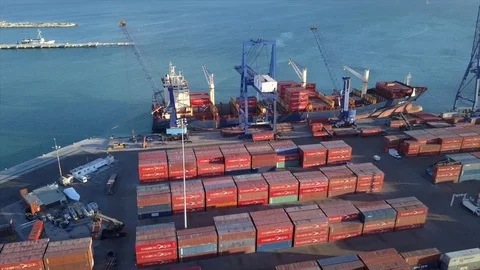Port containers Video stock 94232677