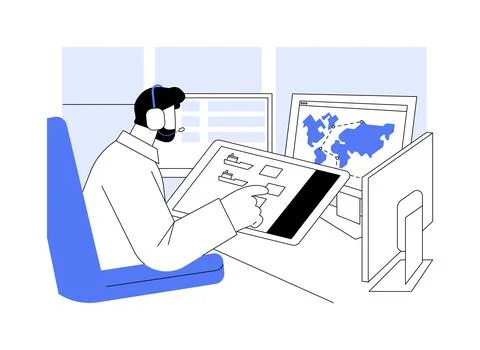 Port control room abstract concept vector illustration. Stock Illustration