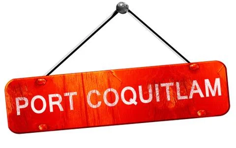 Port coquitlam, 3D rendering, a red hanging sign Illustration