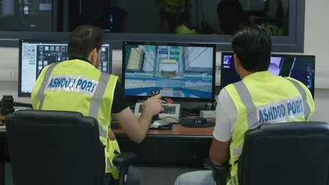 Port crane control room Stock Footage 118595562