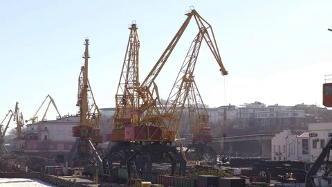 Port Crane During Operation Stock Footage 79859084