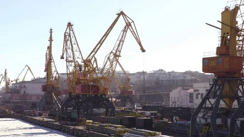 Port Crane During Operation Stock Footage 79859140