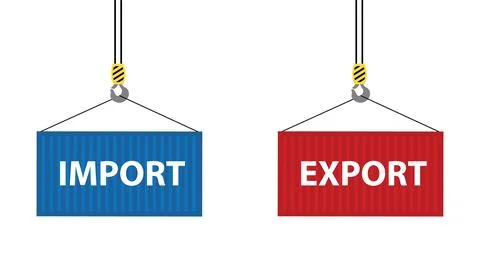 Port Crane Lifting Import Export Cargo Containers Vector Illustration Stock Illustration