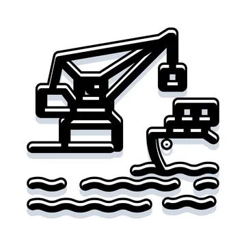Port crane loading cargo container onto ship Stockillustratie
