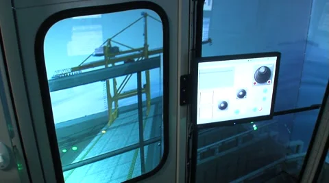 Port crane simulator Stock Footage 5164130