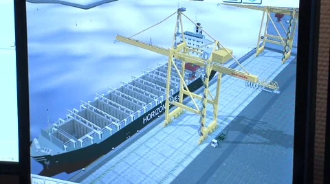 Port crane simulator Stock Footage 5164294