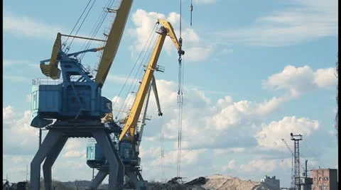 Port crane timelapse 2 Stock Footage 10922322