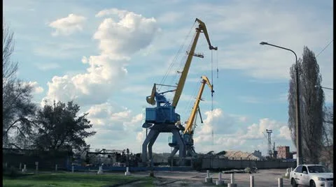 Port crane timelapse 3 Stock Footage 10922335