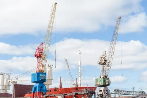 Port crane at the work Stock Photos