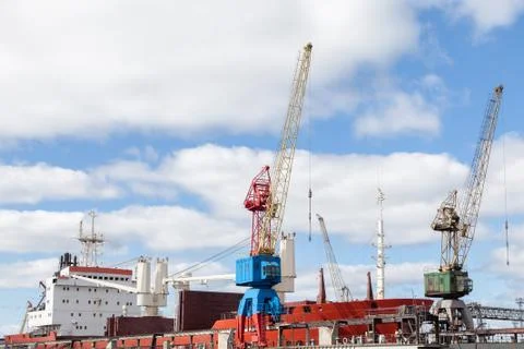 Port crane at the work Stock Photos