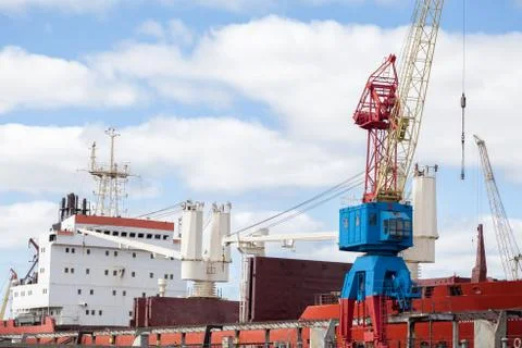 Port crane at the work Stock Photos