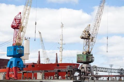 Port crane at the work Stock Photos