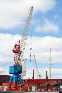 Port crane at the work Stock Photos