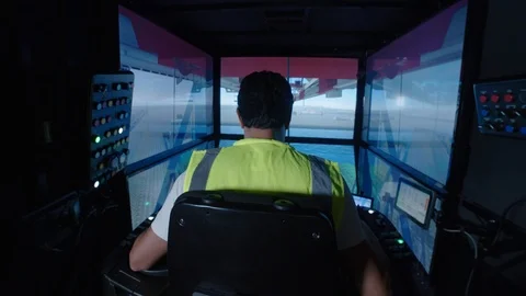 Port Crane Worker Stock Footage 118596133