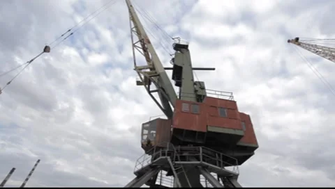 Port crane working Video stock 8926041