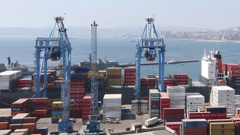 Port cranes Video stock 77053952