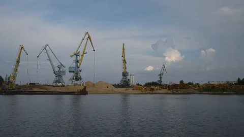 Port cranes Stock Footage 95529362