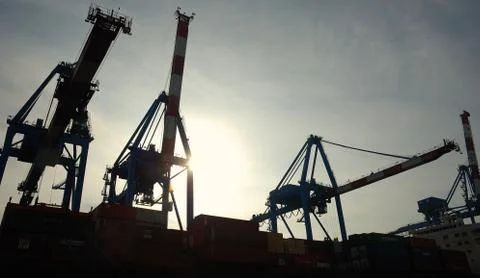 Port cranes Stock Photos