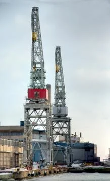 Port cranes. Stock Photos