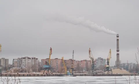 Port with cranes Stock Photos