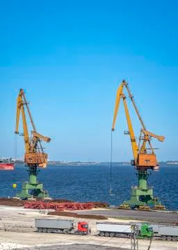 Port cranes Stock Photos