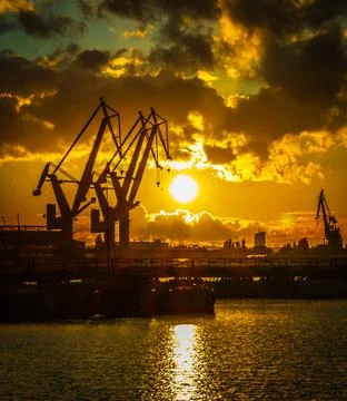 Port cranes Stock Photos