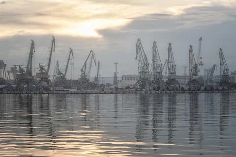 Port cranes Stock Photos