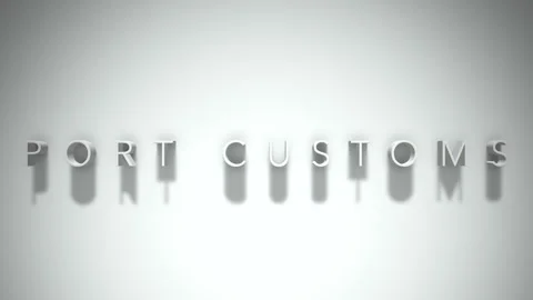 Port customs 3D title animation white text on a white background Stock Footage 299370130