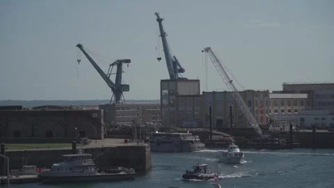 Port de Brest. Brest, a port city in France on the Atlantic coast. Industrial Stock Footage 292007341
