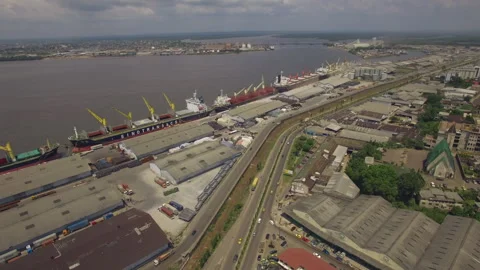 Port of Douala Cameroon. Drone view Stock Footage 255789663