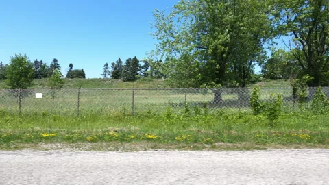 Port Dover, Can May 23 2026 POV side view driving plate farms and trees country Stock Footage 338299830