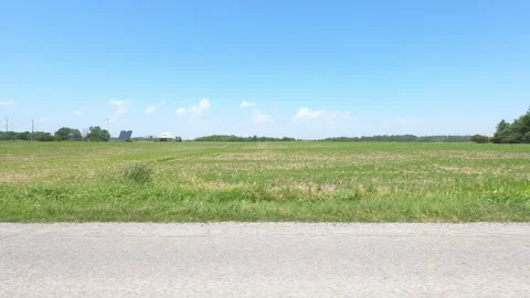 Port Dover, Can May 23 2026 POV side view driving plate farms and trees country Stock Footage 338300886